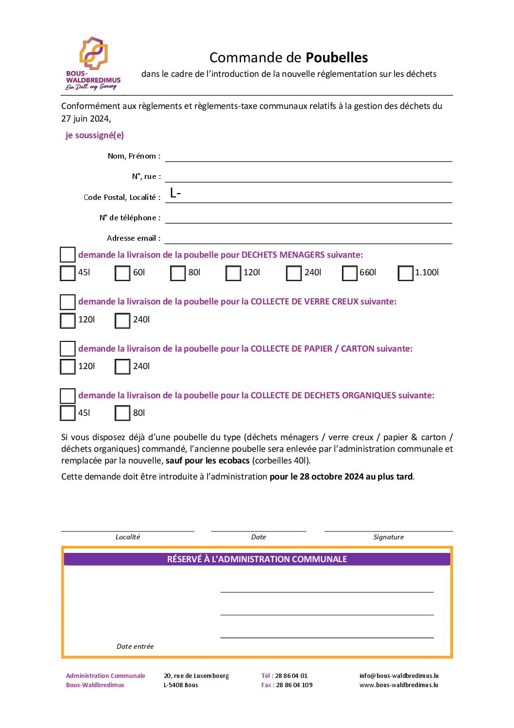 Dechets - remplacement poubelles