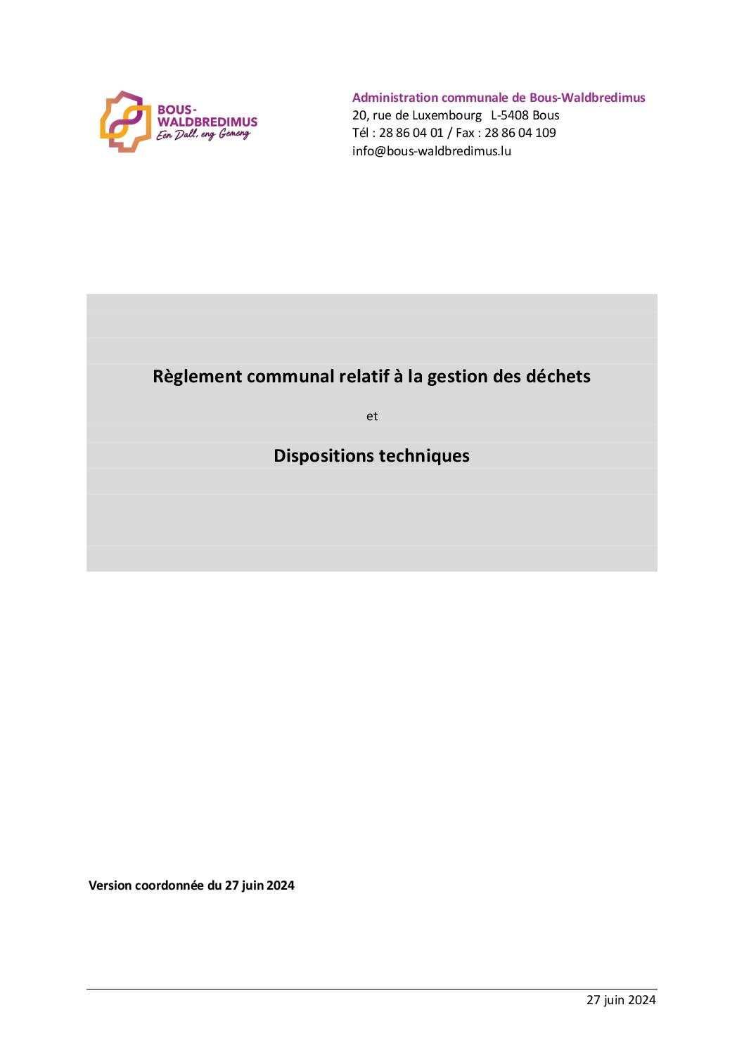 Règlement relatif à la gestion des déchets