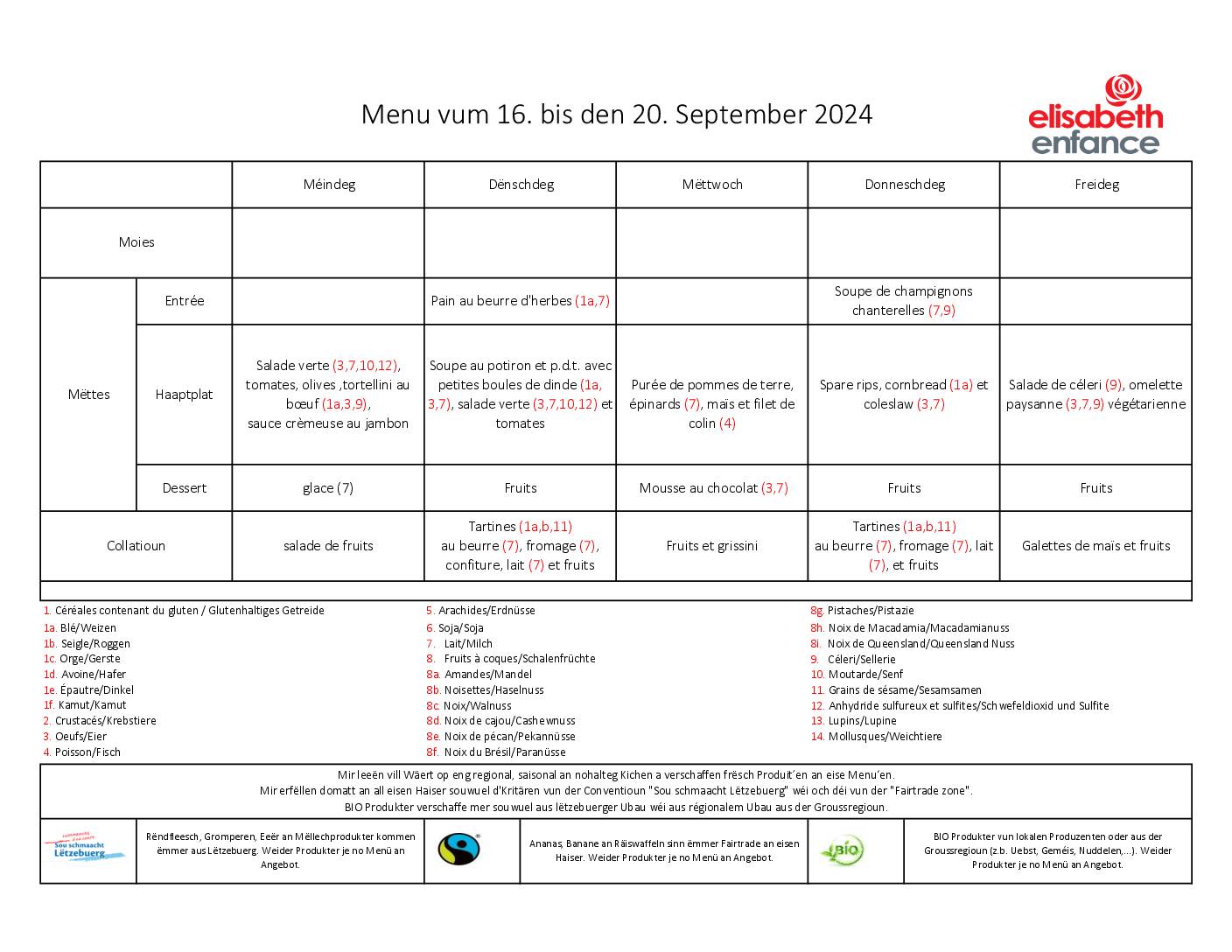 menus de la semaine du 16 au 20 septembre 2024