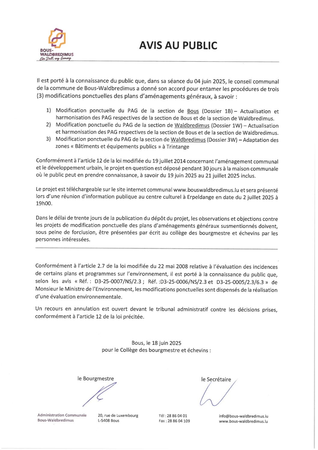 2025 06 18 - Modification ponctuelle des PAG