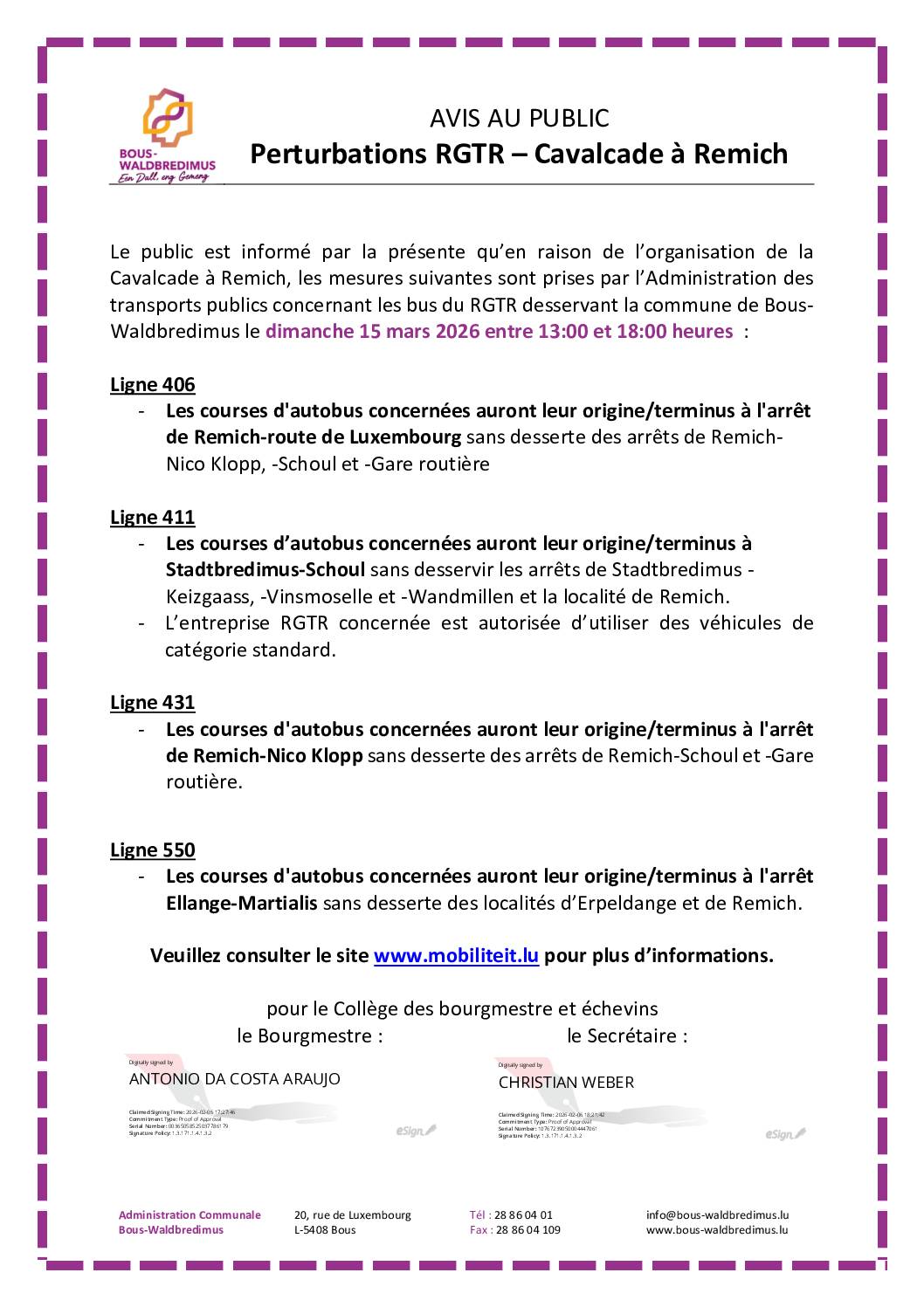 2026 03 15 – Perturbations RGTR – Cavalcade