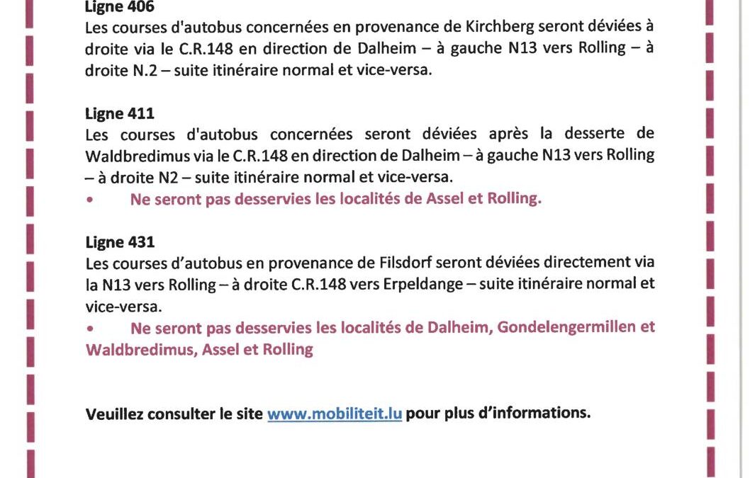 Perturbation RGTR – Travaux routiers à Assel