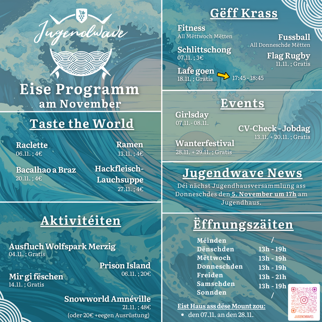 Jugendwave: Programm vum November 2026