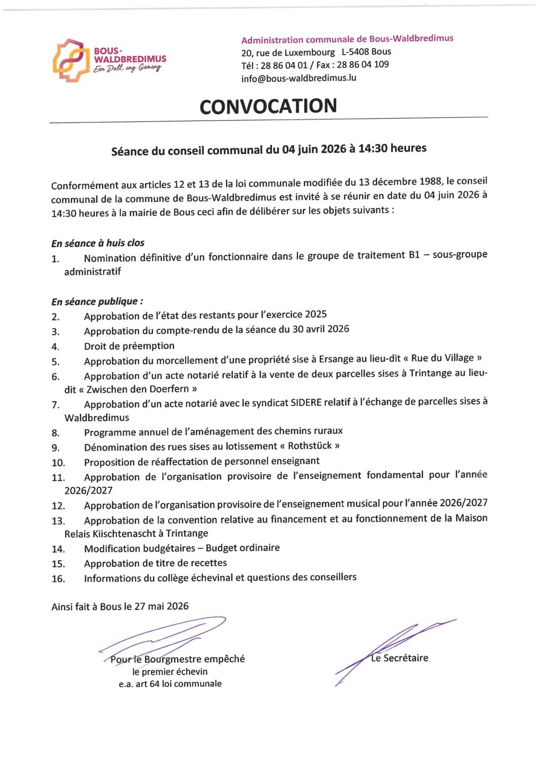 2026 06 04 (Séance du Conseil communal du)