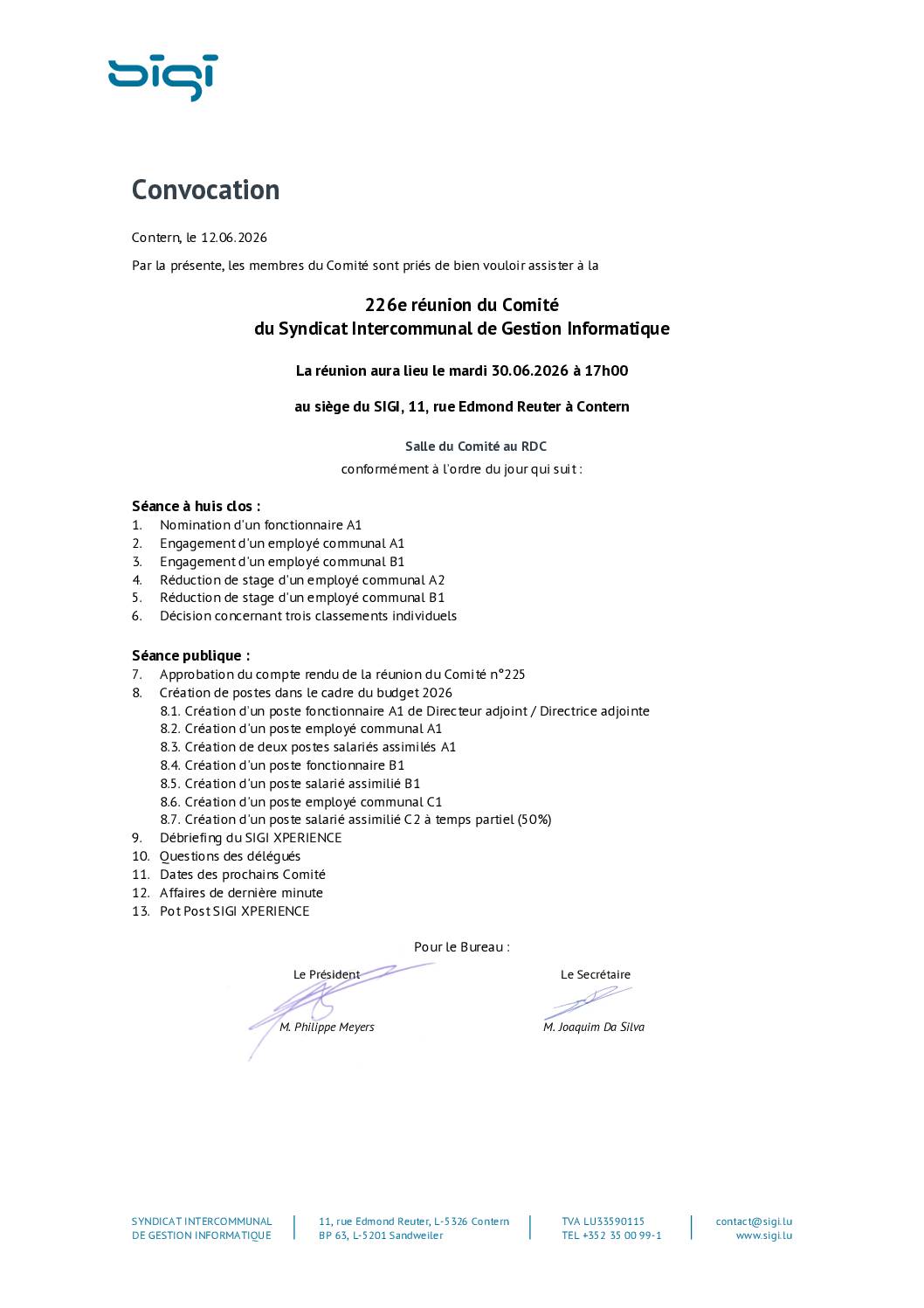 2026 06 30 (Séance du Comité du SIGI du)
