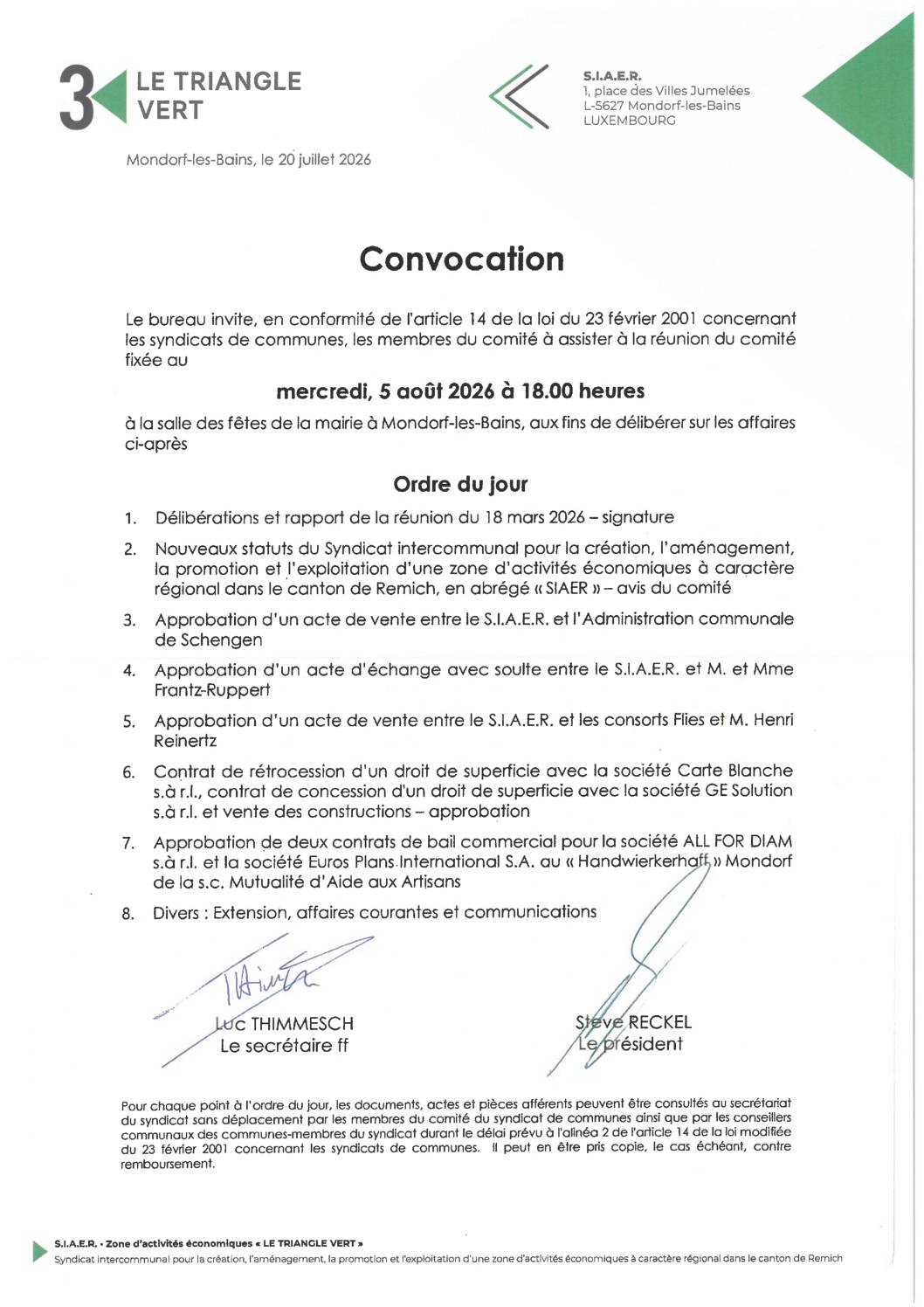 2026 08 05 (Séance du Comité du SIAER du)