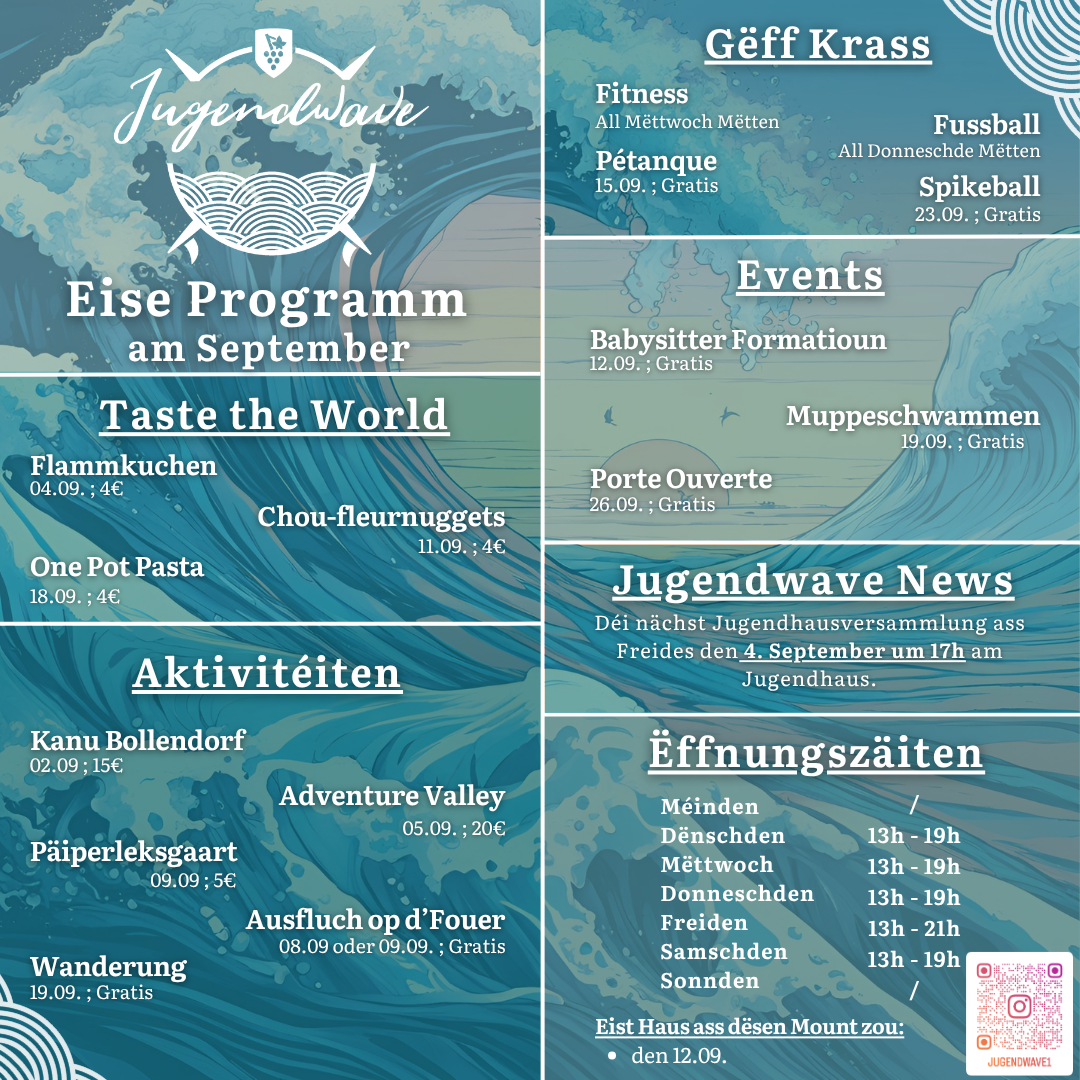 Jugendwave: Programm vum September 2026