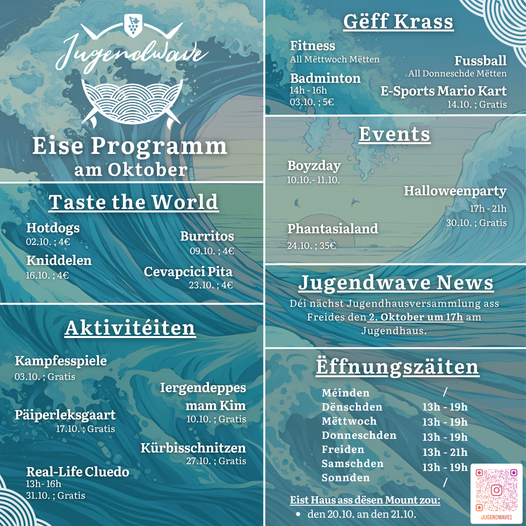 Jugendwave: Programm vum Oktober 2026