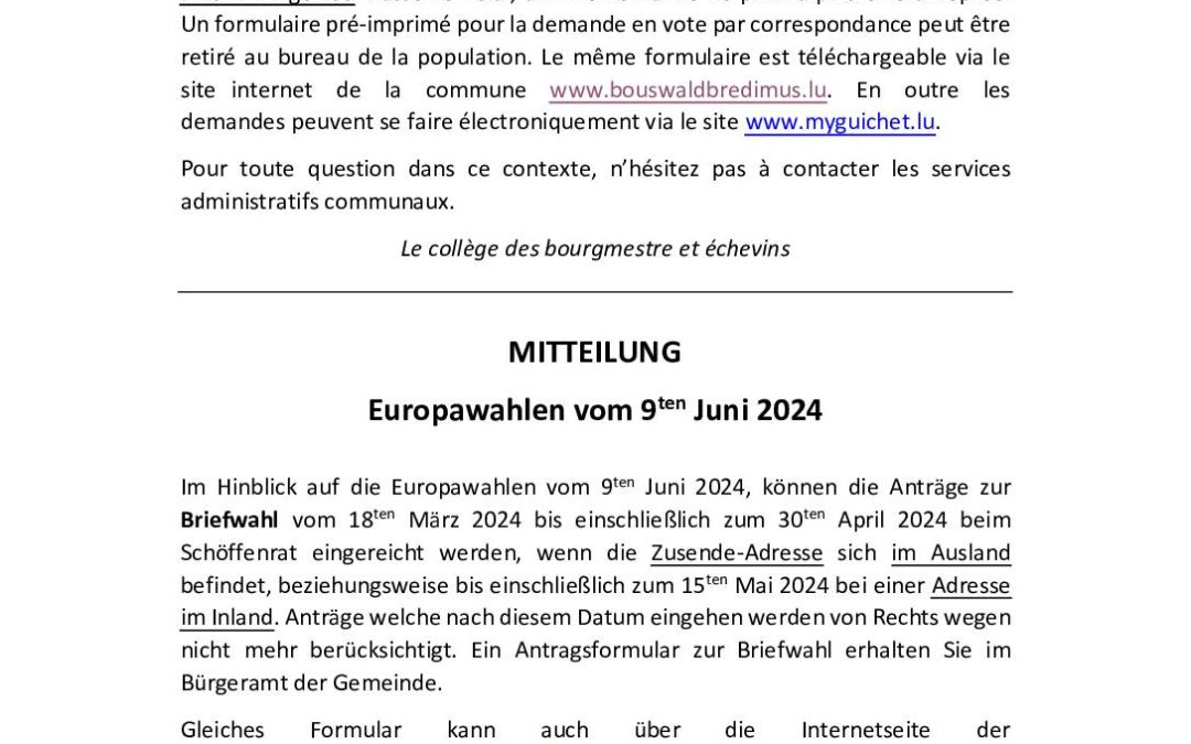 Vote par correspondance – élections européennes 2024